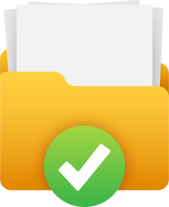 Illustration with folder yes no. Checkmark icon. Documents i